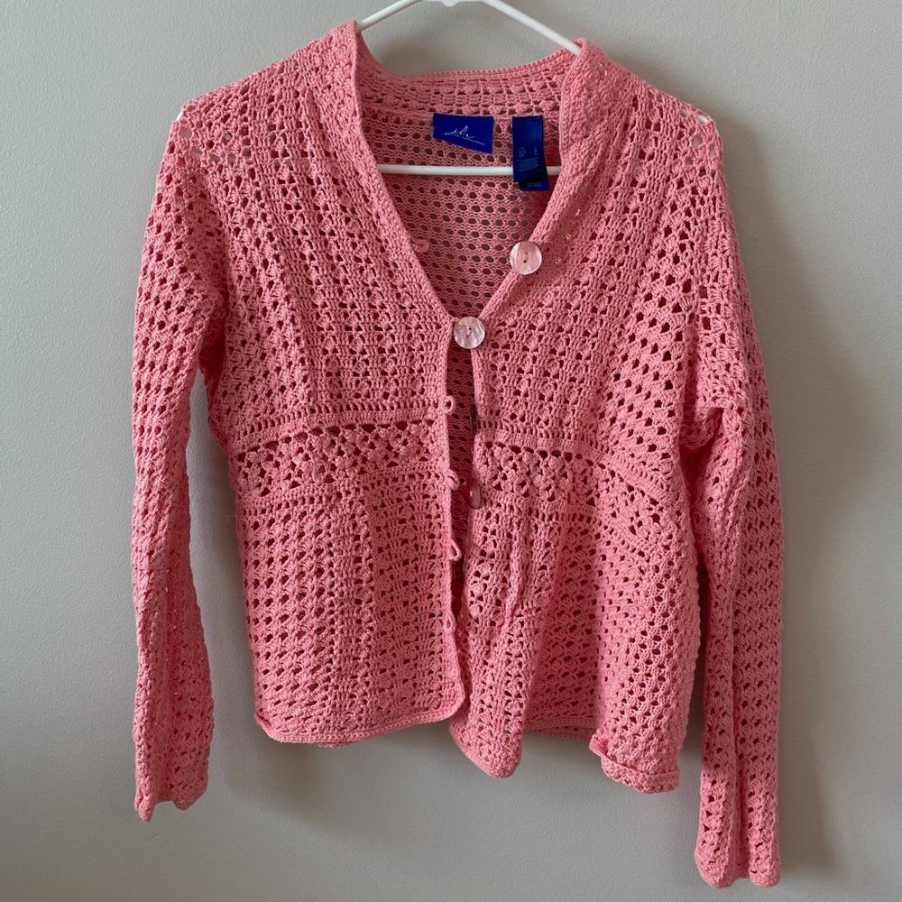 Pink crochet cardigan